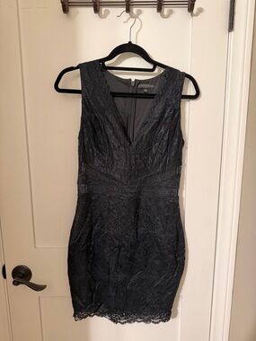 Guess Black Lace V-Neck Mini Dress (Stretchy!)